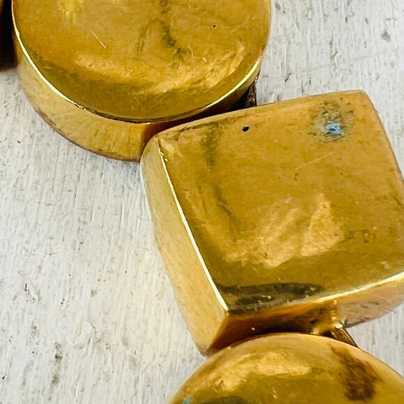 Vintage Steven Vaubel 18K Plated Brass Geometric Link  Chunky Bracelet - Picture 9 of 14